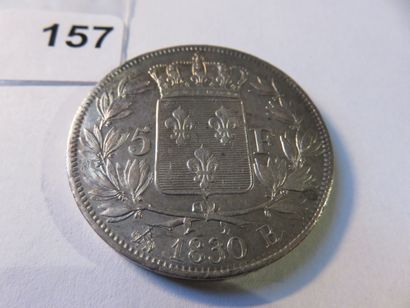 Currency - France - 5 Francs Charles X, retouch...