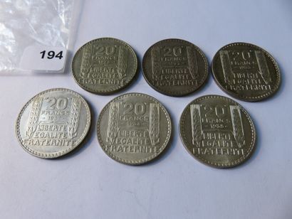 Coins - France - Collection of 6 x 20 Francs...