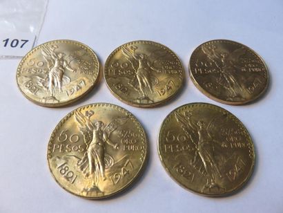 Gold Coins - Mexico - Lot of 5 x 50 Pesos...