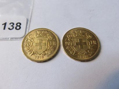 Gold coins - Switzerland - Lot of 2 x 20...
