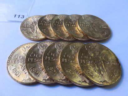 Gold Coins - Mexico - Lot of 10 x 50 Pesos...
