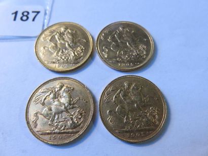 Gold Coins - Australia - Lot of 4 x Sovereign...