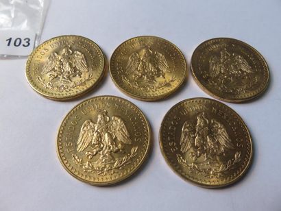 Gold Coins - Mexico - Lot of 5 x 50 Pesos...