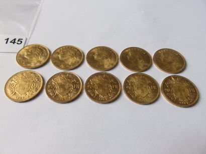 Gold coins - Switzerland - Lot of 10 x 20...