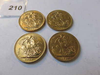 Monnaies or - Australie - Lot de 4 x Souverain...