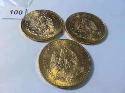 Gold coins - Mexico - Lot of 3 x 50 Pesos...