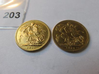 Monnaies or - Australie - Lot de 2 x Souverain...