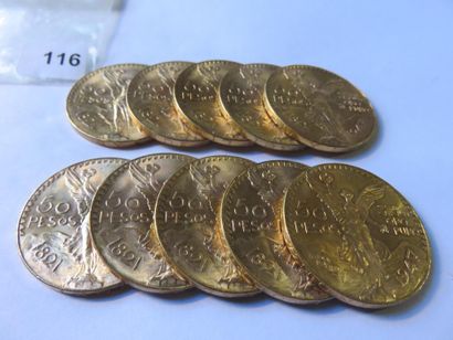 Gold Coins - Mexico - Lot of 10 x 50 Pesos...
