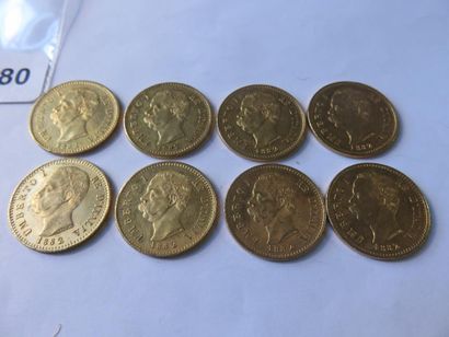 Gold Coins - Italy - Lot of 8 x 20 Lire Umberto...