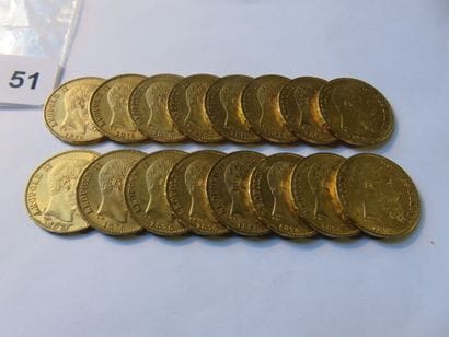 Gold coins - Belgium - Lot of 16 x 20 Francs...