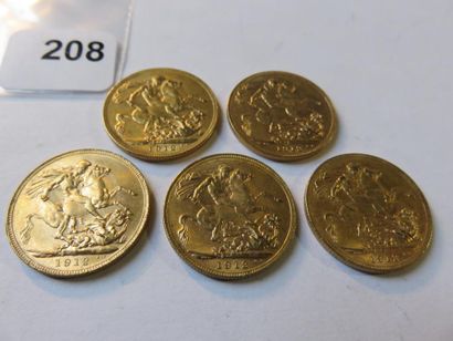 Monnaies or - Australie - Lot de 5 x Souverain...