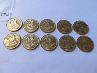 Gold coins - United Kingdom - Lot of 10 x...