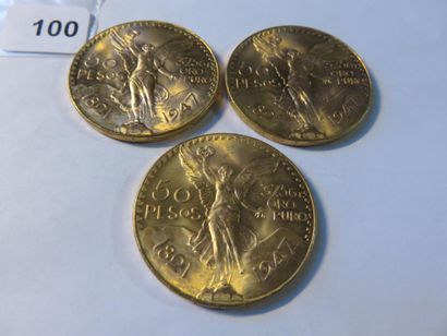 Gold coins - Mexico - Lot of 3 x 50 Pesos...
