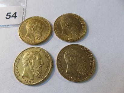 Gold coins - Belgium - Lot of 4 x 20 Francs...