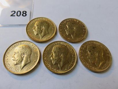 Monnaies or - Australie - Lot de 5 x Souverain...