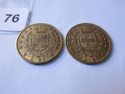 Gold coins - Italy - Lot of 2 x 20 Lire Victor...