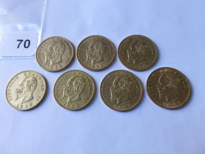 Gold Coins - Italy - Lot of 7 x 20 Lire Victor...
