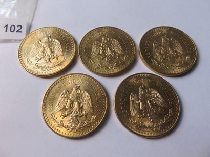 Gold Coins - Mexico - Lot of 5 x 50 Pesos...