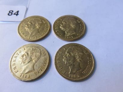 Gold coins - Italy - Lot of 4 x 20 Lire Umberto...