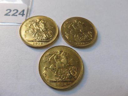 Monnaies or - Australie - Lot de 3 x Souverain...