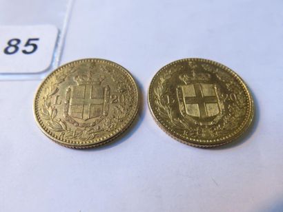 Gold coins - Italy - Lot of 2 x 20 Lire Umberto...