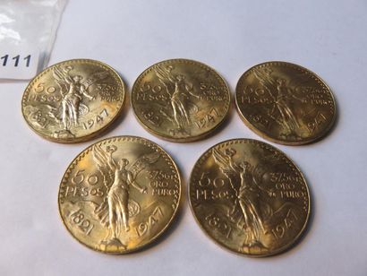 Gold Coins - Mexico - Lot of 5 x 50 Pesos...