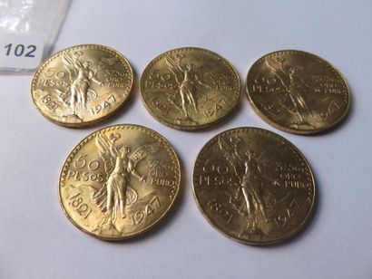 Gold Coins - Mexico - Lot of 5 x 50 Pesos...