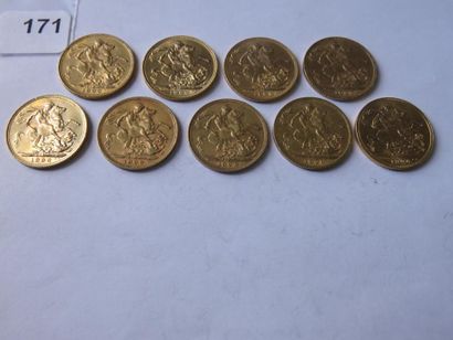 Gold coins - United Kingdom - Lot of 9 x...