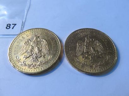 Gold Coins - Mexico - Lot of 2 x 50 Pesos...