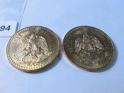 Gold coins - Mexico - Lot of 2 x 50 Pesos...