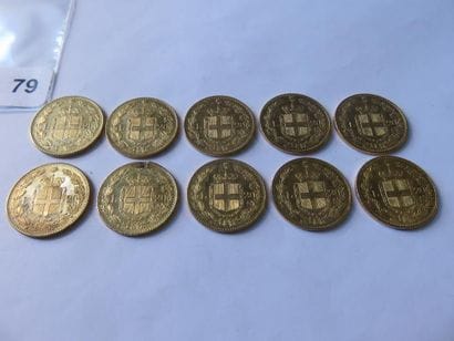 Gold coins - Italy - Lot of 10 x 20 Lire...