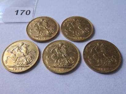 Gold coins - United Kingdom - Lot of 5 x...
