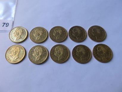 Gold coins - Italy - Lot of 10 x 20 Lire...