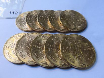 Gold Coins - Mexico - Lot of 10 x 50 Pesos...