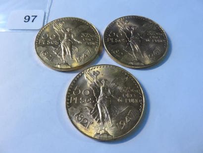 Gold coins - Mexico - Lot of 3 x 50 Pesos...