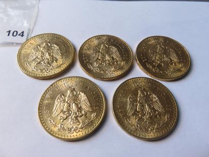 Gold Coins - Mexico - Lot of 5 x 50 Pesos...