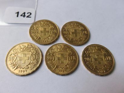 Gold coins - Switzerland - Lot of 5 x 20...