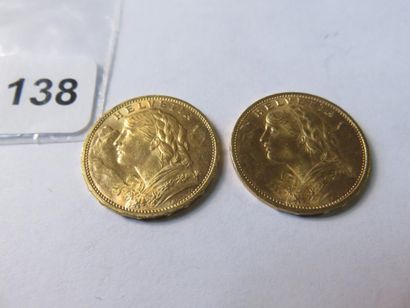 Gold coins - Switzerland - Lot of 2 x 20...