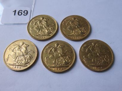 Gold coins - United Kingdom - Lot of 5 x...