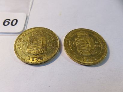 Gold coins - Hungary - Lot of 2 x 20 Forint...