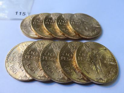Gold Coins - Mexico - Lot of 10 x 50 Pesos...