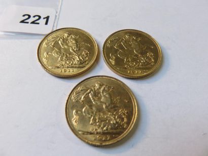 Monnaies or - Australie - Lot de 3 x Souverain...