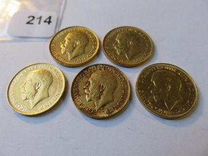 Monnaies or - Australie - Lot de 5 x Souverain...