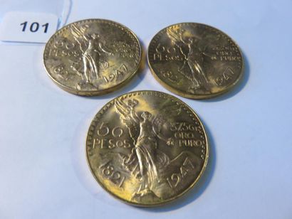 Gold coins - Mexico - Lot of 3 x 50 Pesos...