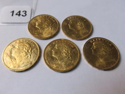 Gold coins - Switzerland - Lot of 5 x 20...
