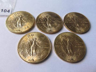 Gold Coins - Mexico - Lot of 5 x 50 Pesos...