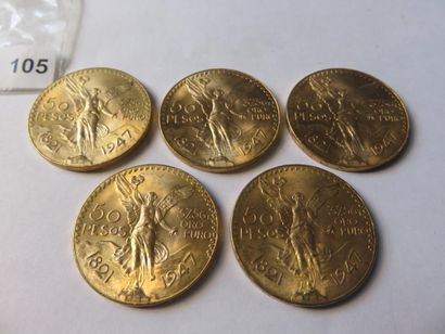 Gold Coins - Mexico - Lot of 5 x 50 Pesos...