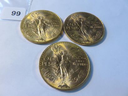 Gold coins - Mexico - Lot of 3 x 50 Pesos...