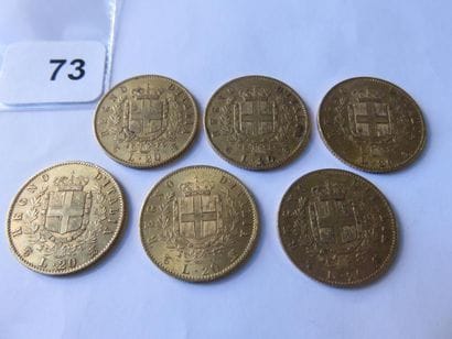 Gold coins - Italy - Lot of 6 x 20 Lire Victor...