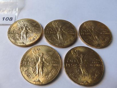 Gold Coins - Mexico - Lot of 5 x 50 Pesos...